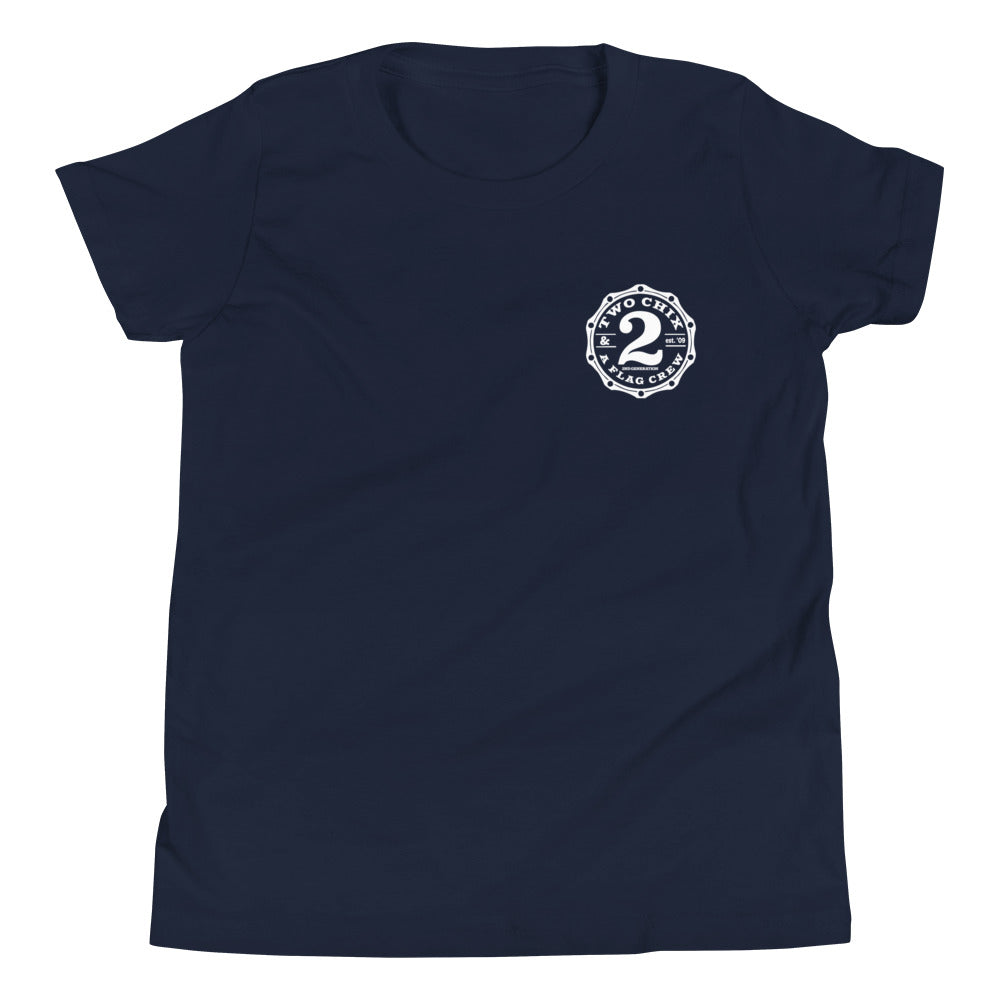 2 Chix & a Flag Crew YOUTH T-Shirt