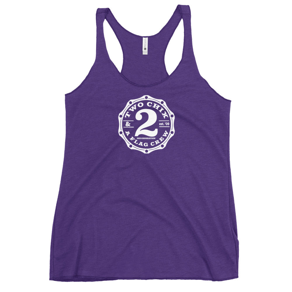 2 Chix & a Flag Crew Racerback Tank